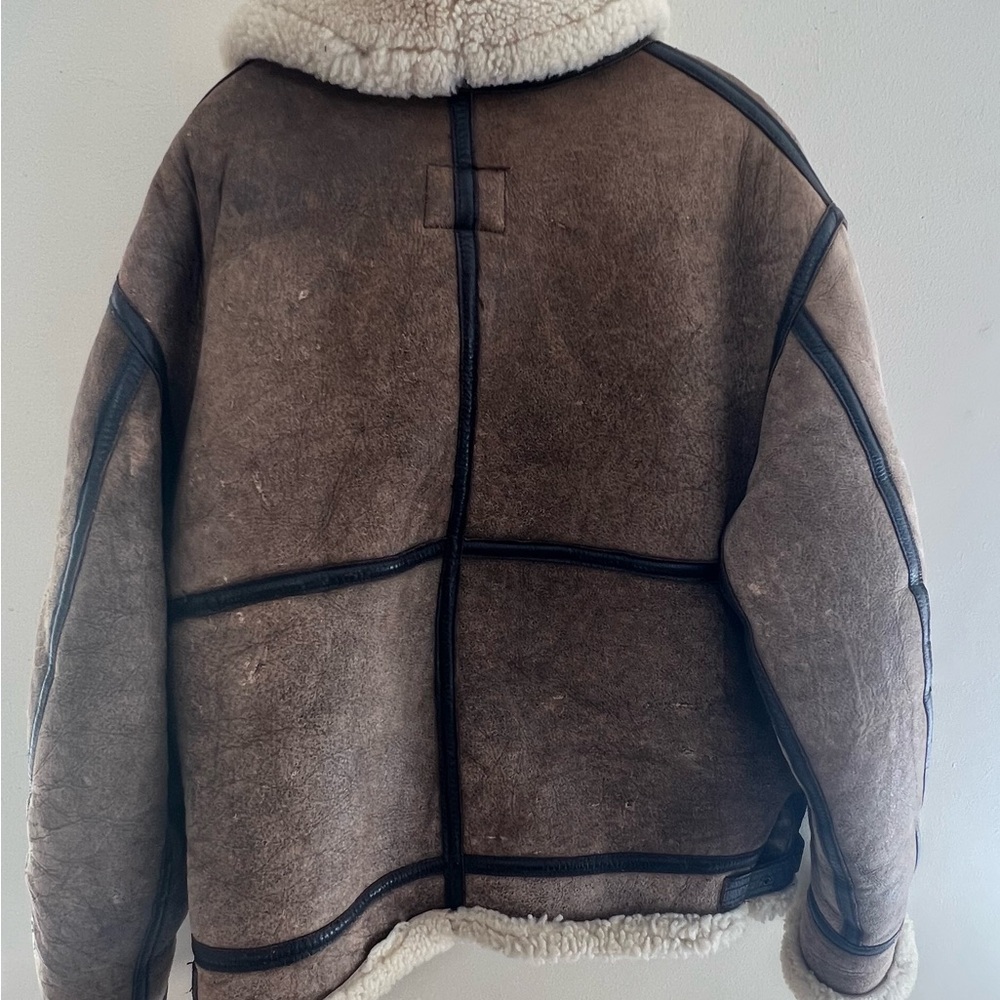 Men's Shearling Aviator Jacket - Brown - Picture 8 of 15